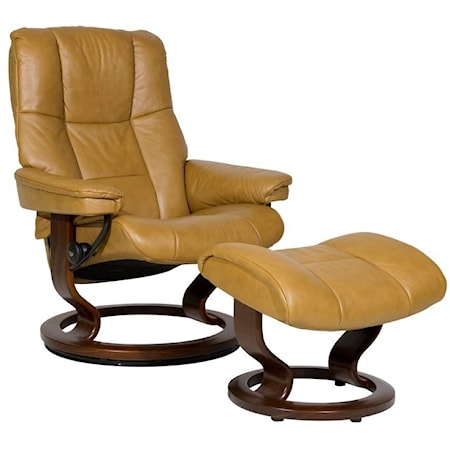 Medium Reclining Chair & Ottoman with Classic Base