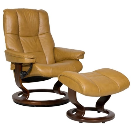 Medium Chair & Ottoman with Classic Base