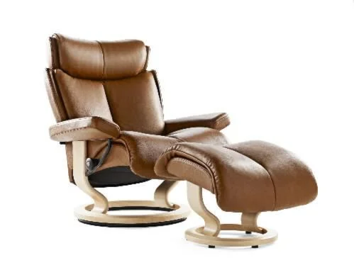 Stressless by Ekornes Magic Small Reclining Chair & Ottoman with Classic  Base | Sprintz Furniture | Recliner - Reclining Chair & Ottoman
