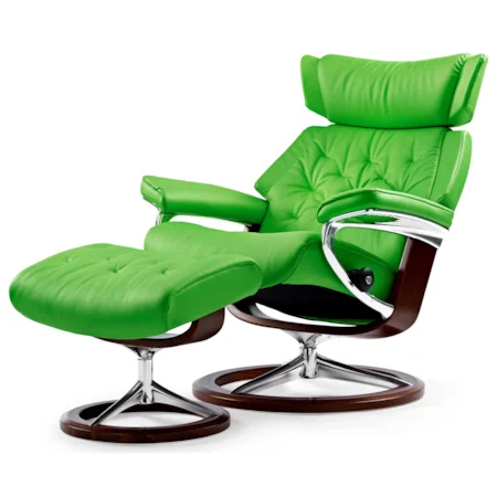 Medium Reclining Chair & Ottoman with Signature Base