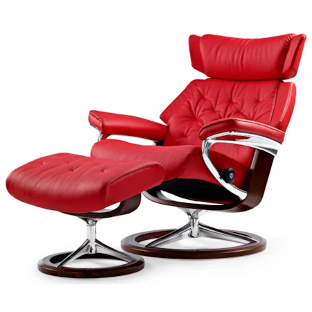 Large Reclining Chair & Ottoman with Signature Base