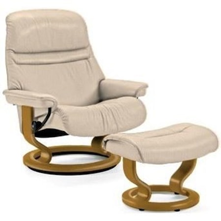 Large Chair &amp; Ottoman with Classic Base