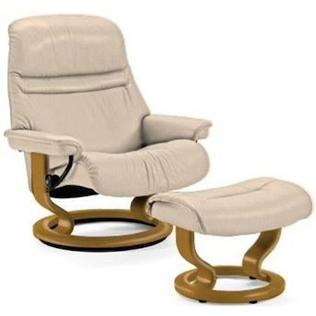 Large Chair & Ottoman with Classic Base