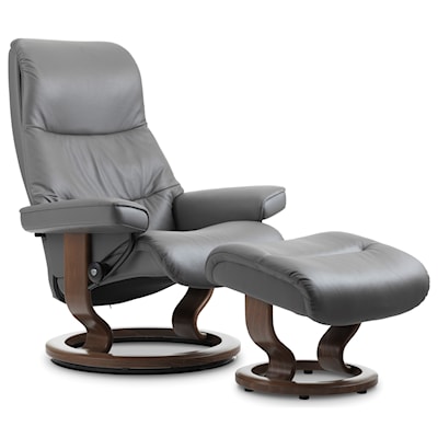 Stressless by Ekornes View Medium Chair & Ottoman with Classic Base