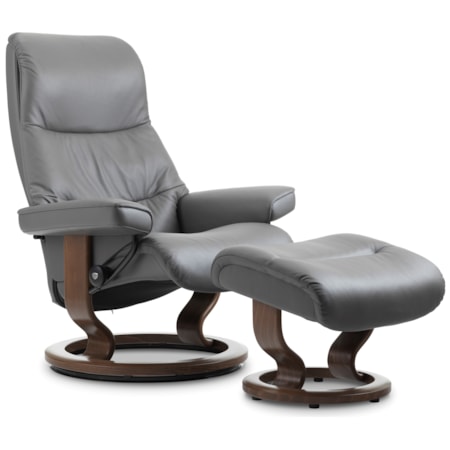 Small Chair & Ottoman with Classic Base