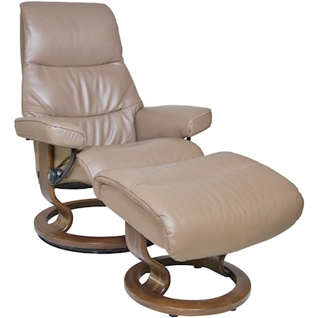 Small Reclining Chair & Ottoman with Classic Base