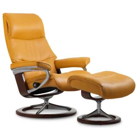 Medium Reclining Chair & Ottoman with Signature Base