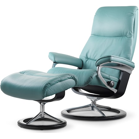 Small Reclining Chair & Ottoman with Signature Base