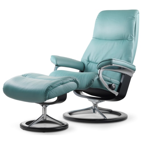 Small Reclining Chair & Ottoman with Signature Base