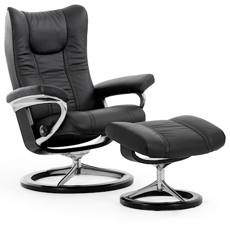 Medium Reclining Chair & Ottoman with Signature Base