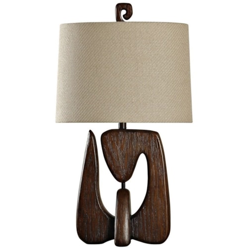 Contemporary Faux Wood Table Lamp