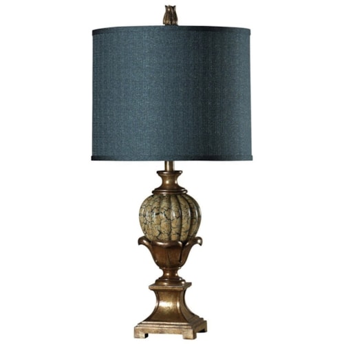 Glass Table Lamp with Silk Blend Shade