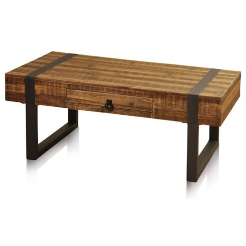 Coffee Table with Drawer and Forged Metal Legs