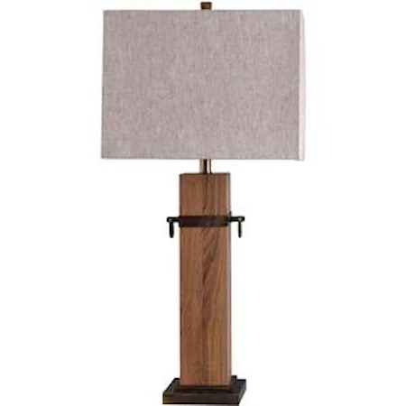 WORLDLY WOOD AND METAL ACCENT TABLE LAMP 100 WATTS 3-WAY