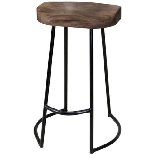 Gavin Industrial Style Counter Height Stool with Solid Acacia Wood Set