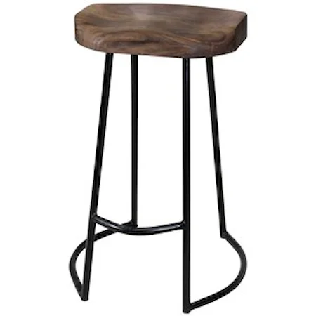 Gavin Industrial Style Counter Height Stool with Solid Acacia Wood Set