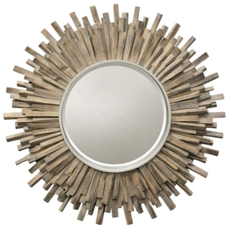 Washed Wood Starburst Mirror
