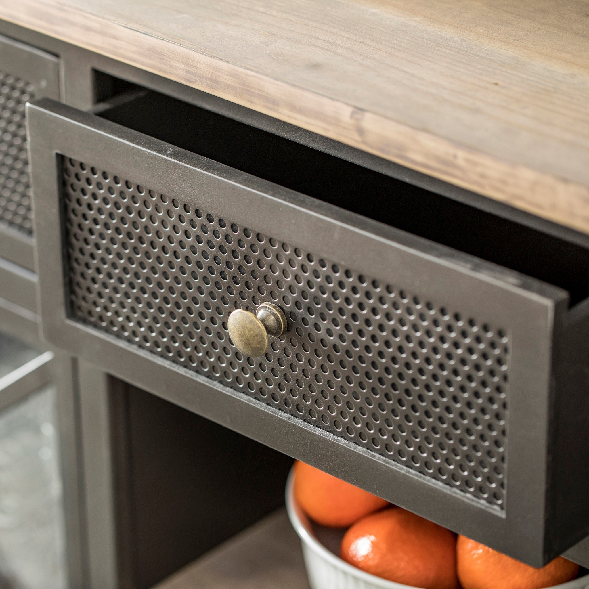 StyleCraft Occasional Cabinets Black Metal Farmhouse Buffet