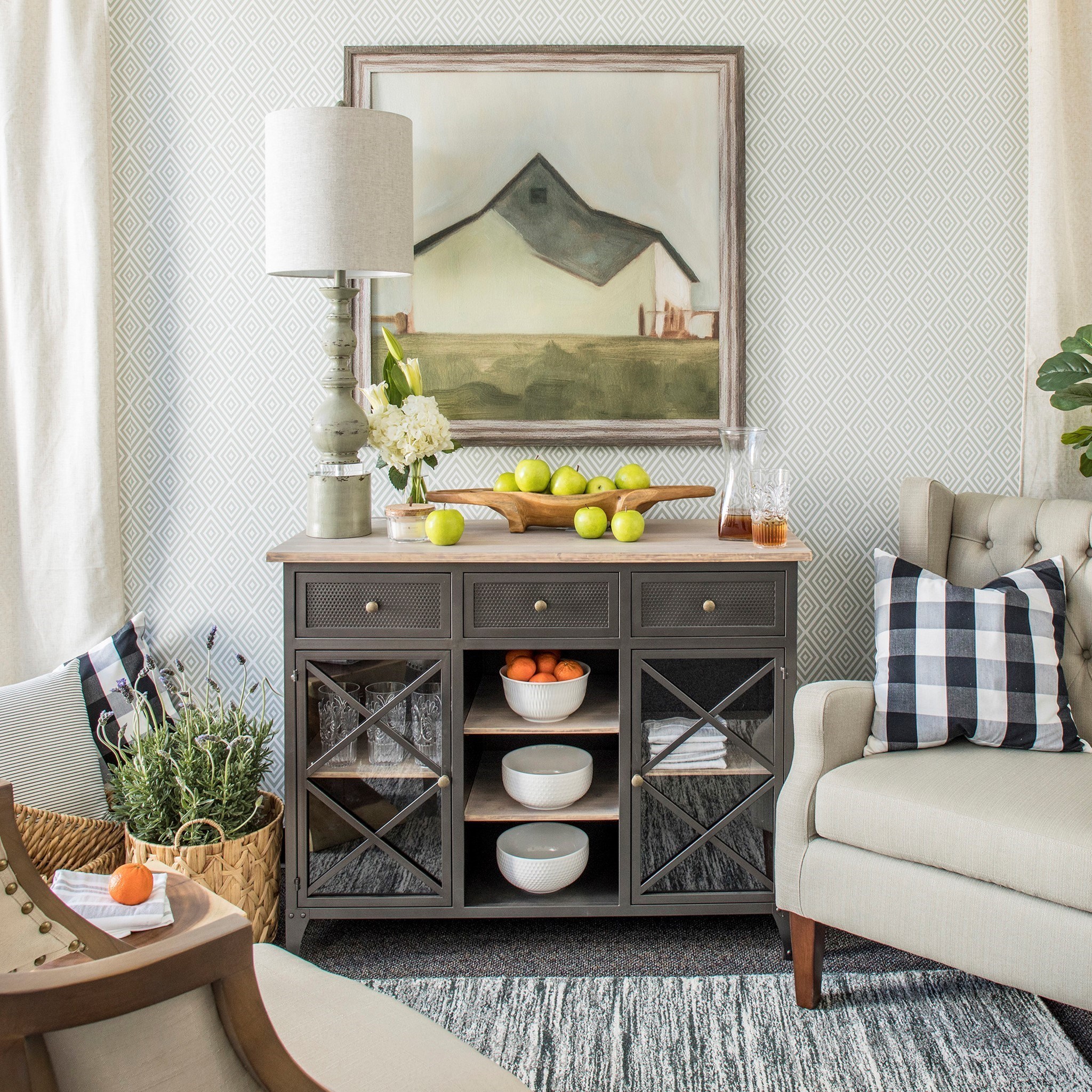 StyleCraft Occasional Cabinets Black Metal Farmhouse Buffet