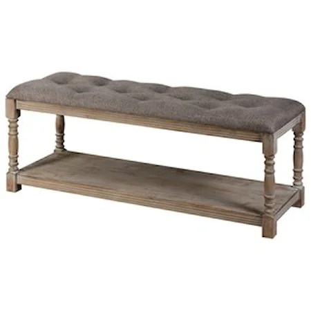 Colin Tufted Bench with Shelf