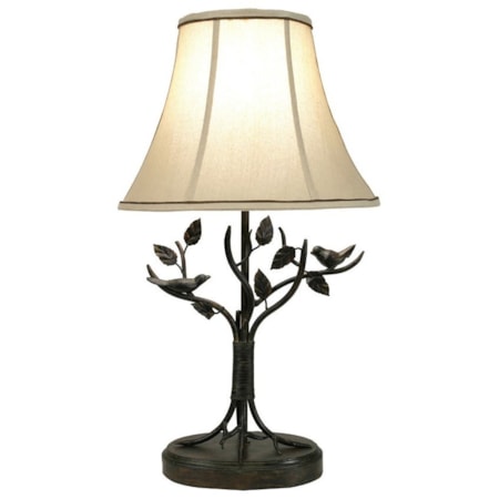 Iron Bird and Leaf Table Lamp