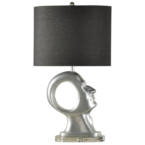 Table Lamp with Male Head Base in Silver Finish