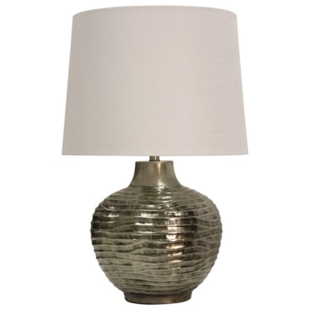 Aged Silver Lamp with Wave Design