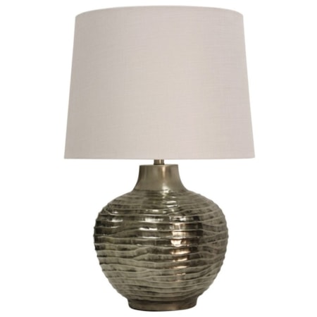 Aged Silver Lamp with Wave Design