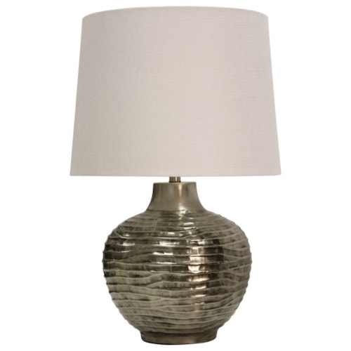 Aged Silver Lamp with Wave Design