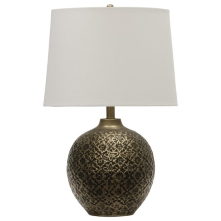 Traditional Embossed Metal Table Lamp