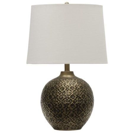 Traditional Embossed Metal Table Lamp