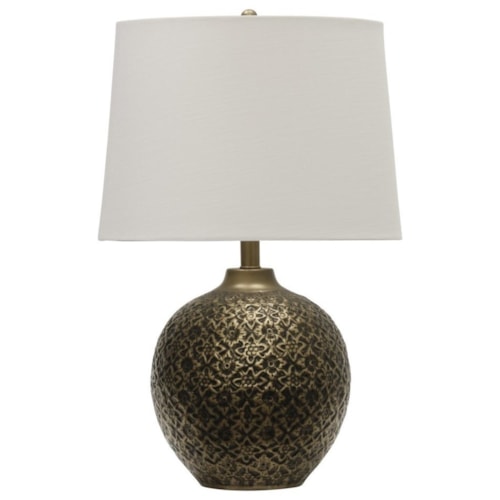 Traditional Embossed Metal Table Lamp