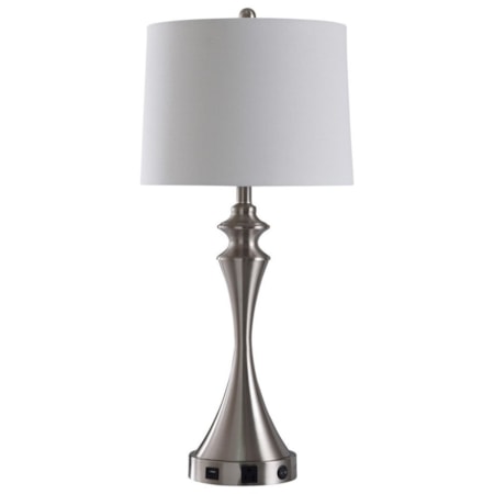 Steel Table Lamp w/ Outlet
