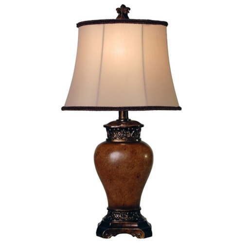 Bronze Table Lamp with Ivory Fabric Shade