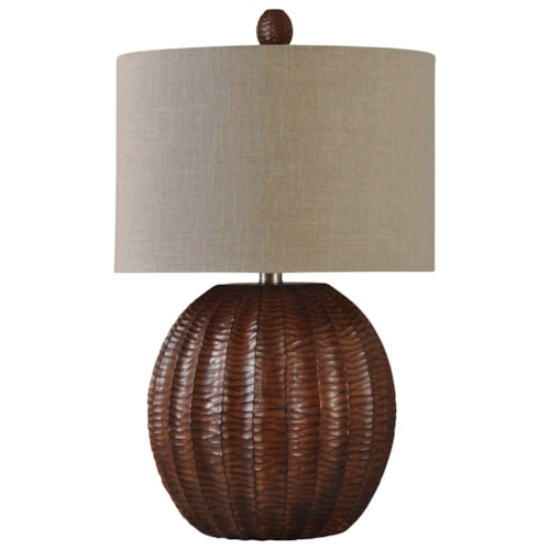 Wood Brown Finish Table Lamp