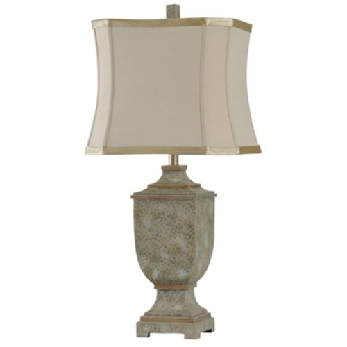 Square Urn Shaped Table Lamp with Gold Accents