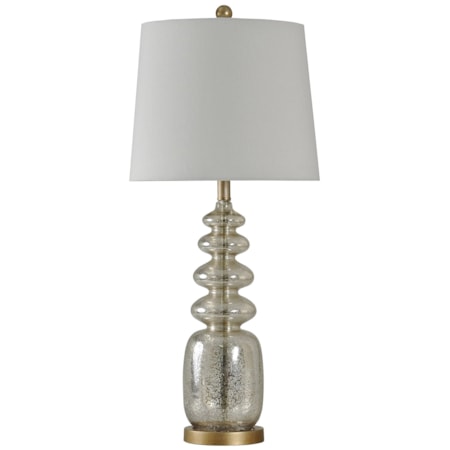 Mercury Glass On Steel Base With White Drum