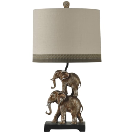 Antique Silver Finish Stacking Elephant Lamp