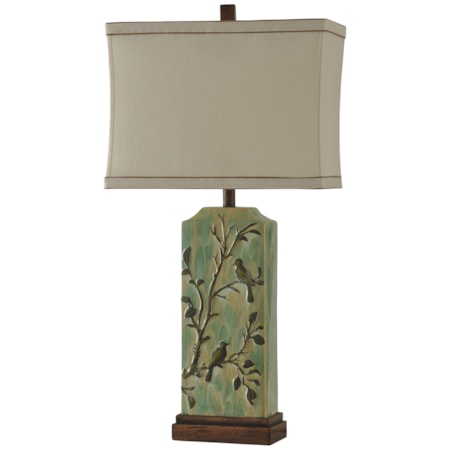 Ceramic Birds On Twigs Lamp