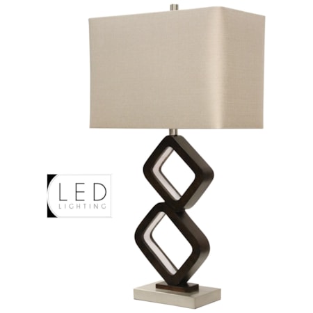 Walnut Ridge & Brushed Steel Table Lamp