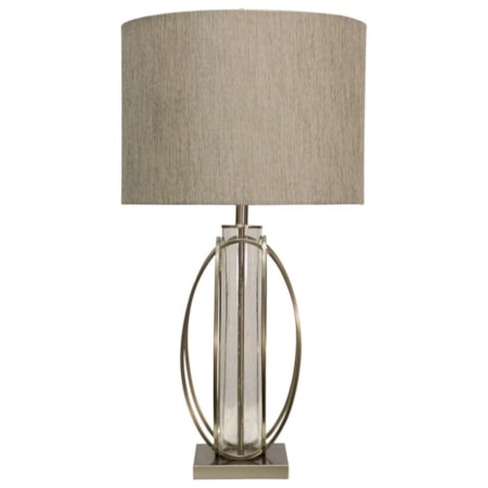 Brushed Steel & Seeded Glass Cylinder Table