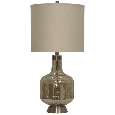 Glass & Steel Base Transitional Table Lamp