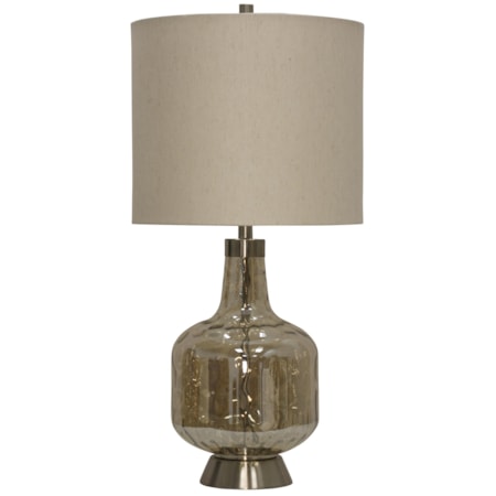 Glass & Steel Base Transitional Table Lamp