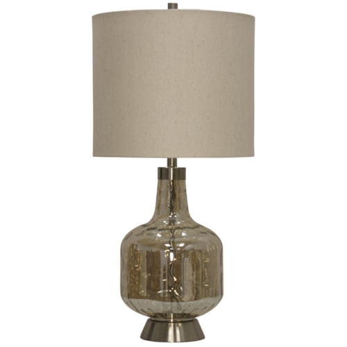 Glass & Steel Base Transitional Table Lamp