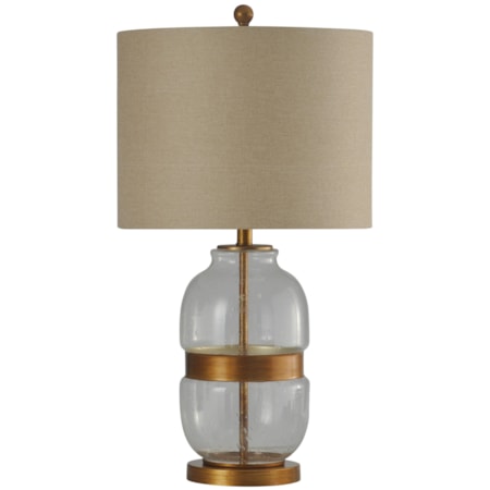 Metal & Glass Base Transitional Table Lamp