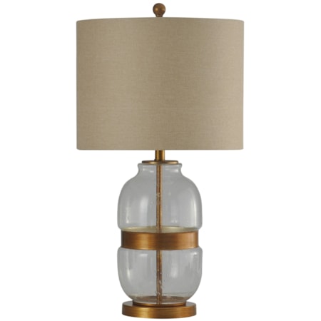 Metal & Glass Base Transitional Table Lamp