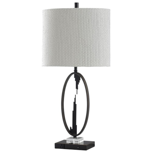 Steel / Acrylic Table Lamp w/ USB Port