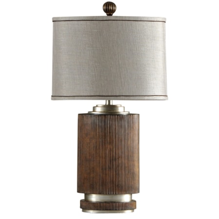 Ribbed Wood Finish Table Lamp