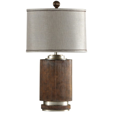 Ribbed Wood Finish Table Lamp