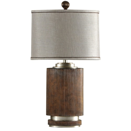 Ribbed Wood Finish Table Lamp